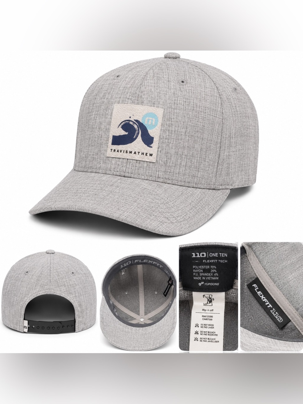 Travis Mathew Heather Gray Patch Logo Flexfit Cap